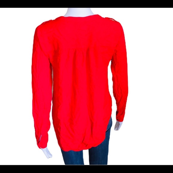 VERO MODA Ivar L/S Button Down Shirt With V Cut & Long Sleeves Red Size Small - Picture 4 of 11
